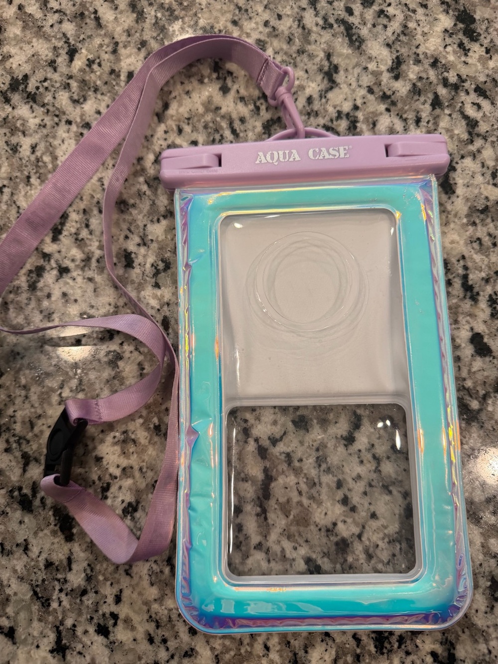 Waterproof Phone Pouch in Lavender with Holographic Teal Trim